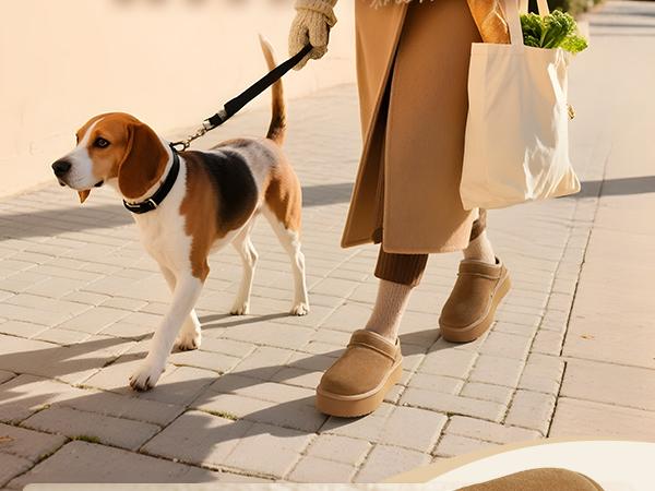 Dream Pairs FuzzyEasy Slip-On Suede Ankle Bootie-Slippers – Faux-Fur Lining, Indoor/Outdoor Memory-Foam Cushion