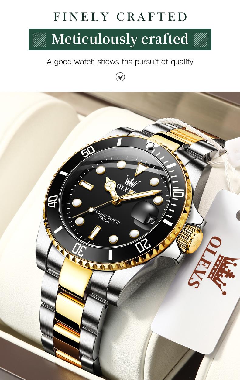 OLEVS Men's Classic Luxury Business Watch with Big Face Multifunction Stainless Steel Wristwatch Water Resistant