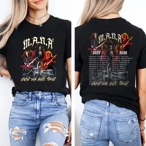 Camiseta de la gira Maná Vivir Sin Aire 2025-2026, con fechas de conciertos de rock latino vintage, regalo de moda, algodón, colores completos, tallas completas, para hombre y mujer