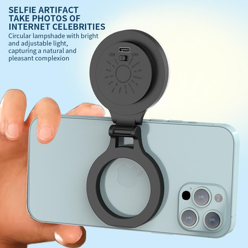 Magnetic Selfie Light for Phones, Portable Rechargeable LED Ring Light, 180° Flippable Phone Fill Light for Selfies, Makeup, Live Streaming, Video Calls