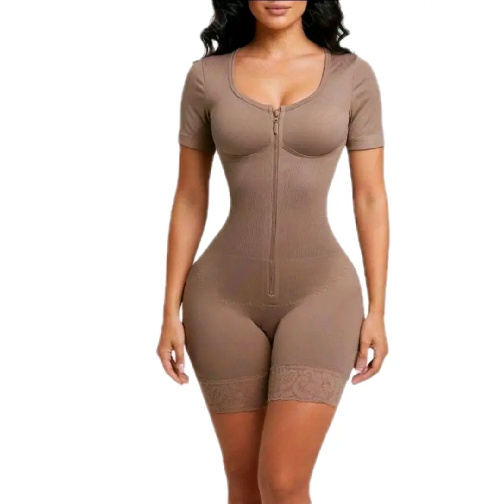 Body Faja Colombiana sin Costura de Compresión media con Cierre Frontal.