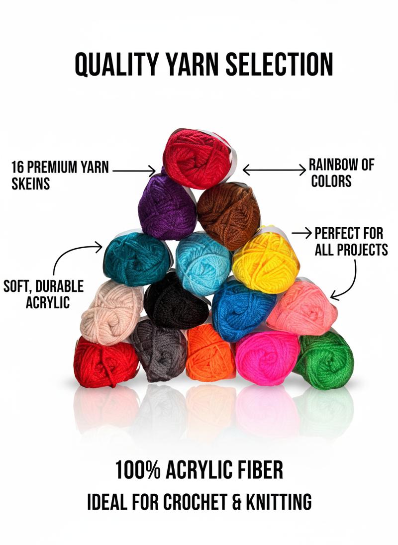 73-Piece Crochet Kit with Hooks, Knitting Needles, Yarn Balls & Tote Bag – Complete Beginner & Professional Set