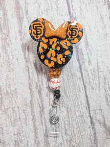 Teams badgereel | Orange and black teams | baseball badge | Alligator clip | Badges