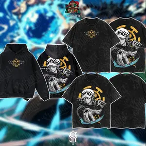 [Shibuya] "Trafalgar Law" Retro Vintage Unisex Oversize Anime Manga Acid Washed Lightweight Cotton T-shirt, Anime Merch, Gift For Anime Fan, Weeaboo.