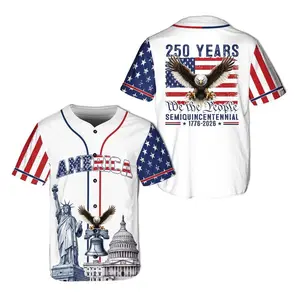 Bald Eagle 250 Years Of Freedom Baseball Jersey, America 250th Anniversary, USA Flag Jersey, 1776-2026 Celebration, 4th Of July Gift