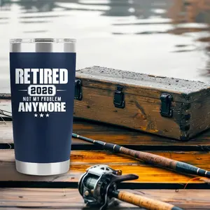 Retirement Gifts for Men 2026 - Retired Not My Problem Anymore - Funny Retired Tumbler for Men, Him, Father, Husband, Coworkers - Happy Retirement Gifts, Navy Tumbler 20 Oz