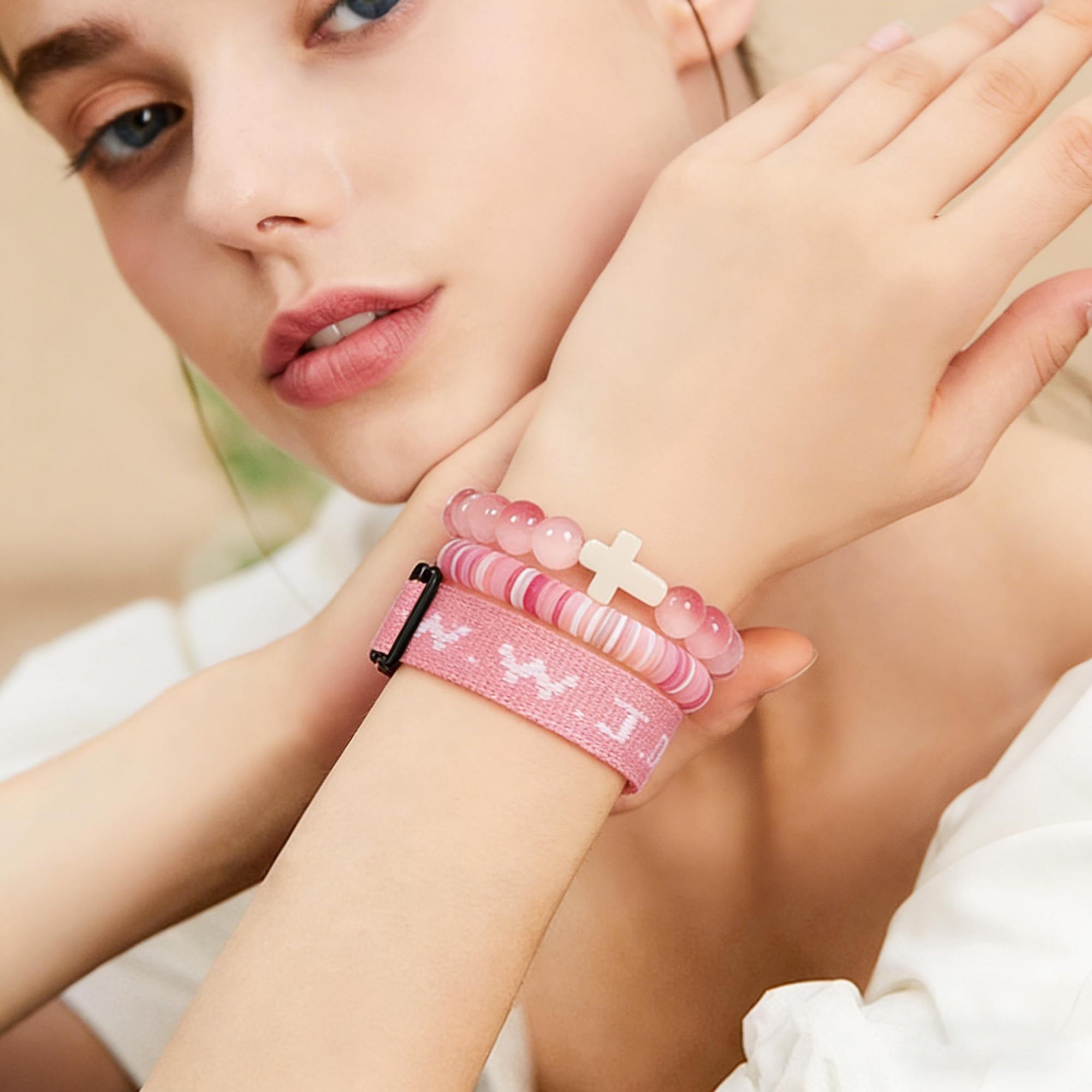 SeSe Code WWJD Beaded Bracelet With Cross Charm Adjustable And Stackable Jewelry For Sweet Girls Daily Wear