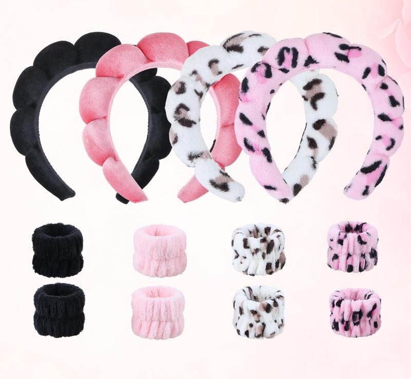 GOOGOO Bubble Skincare Headbands with Face Wash Wristbands for Women and Teen Girl, Spa Headband and Wristband Set,for Makeup and Skin Care