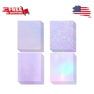 36 Sheets Holographic Sticker Paper, Transparent Holographic Vinyl Laminate Film