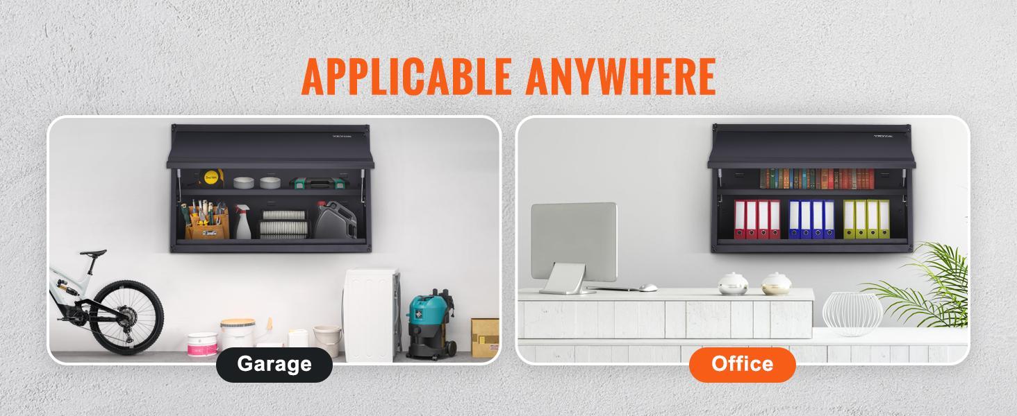 VEVOR Metal Storage Cabinet, TikTokShopBlackFriday, 120lbs Load Capacity per Shelf, 20' Tall Wall-Mounted Powder-Coating Steel Garage Cabinet with Adjustable Shelf, Press to Lock & Open Door, Perfect for Office Home Garage