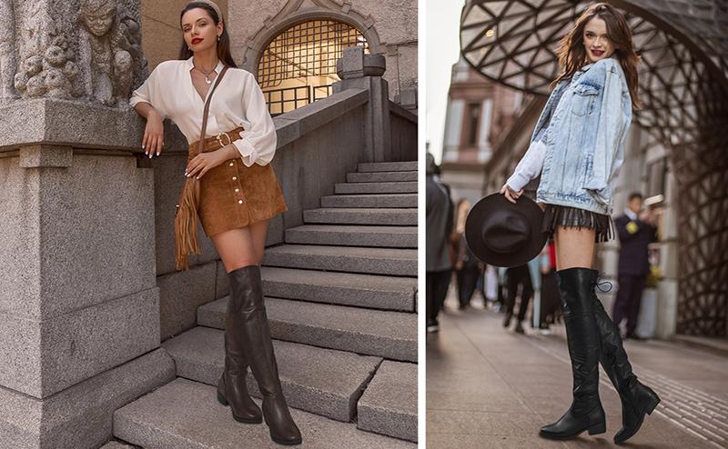 DREAM PAIRS Women's Block Heel Over The Knee High Boots