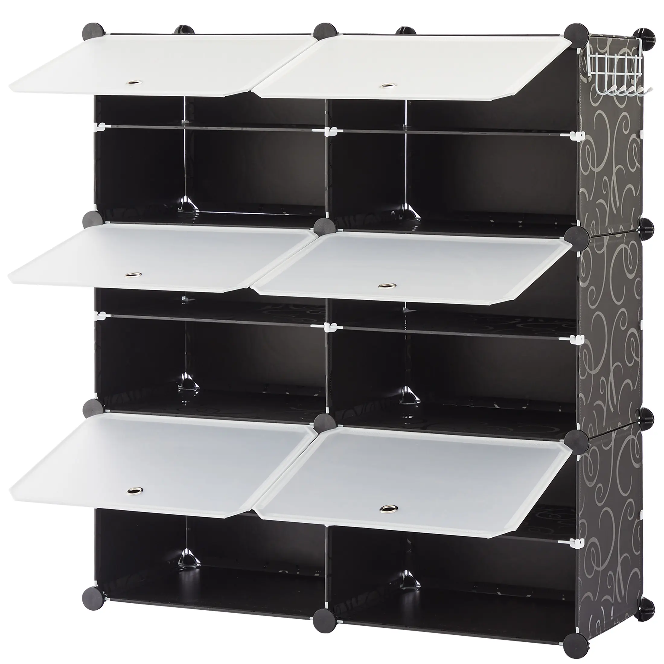 Plastic 6/8-Tier Storage Cabinet, 24-Pair Shelves Organizer for Closet, Entryway