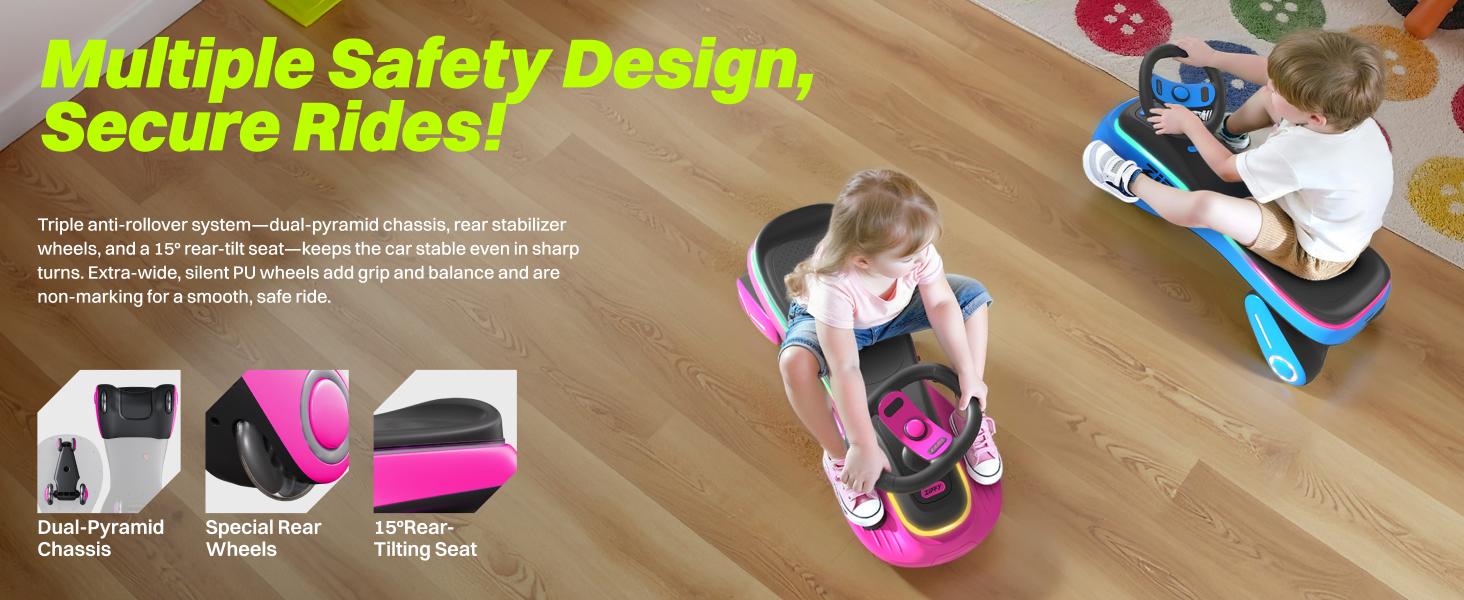 ZIFFY 45W 5.5A Light-Up Electric Wiggle Car with Pedal, Rechargeable Battery, 2-in-1 Swing Car, 2 Speed Ride-On Toy, Anti-Rollover, Flashing Wheels for Ages 3+ (Up to 110 lbs) easter gifts for kids ZIFFY 45W 5.5A Light-Up Electric Wiggle Car with Pedal, Rechargeable Battery, 2-in-1 Swing Car, 2 Speed Ride-On Toy, Anti-Rollover, Flashing Wheels for Ages 3+ (Up to 110 lbs) easter gifts for kids