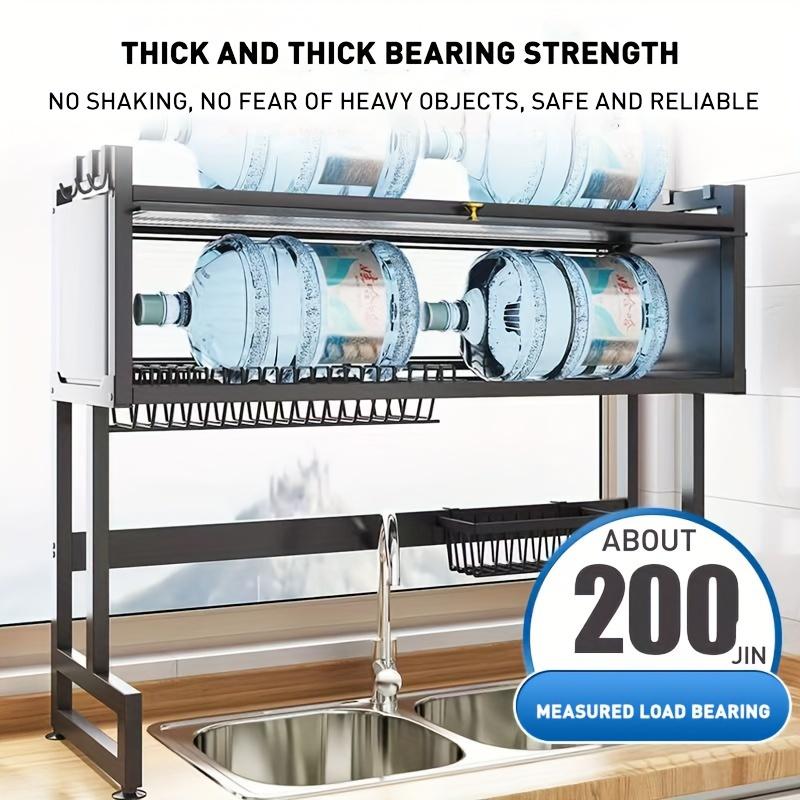 Multi-Functional Kitchen Storage Rack with Cabinet Door Access - Black Metal Countertop Organizer for Dishes, Utensils, and Cookware with Drain Tray, Towel Holder, and Spice Shelf, Sink Storage Solution Functional Kitchen Accessory