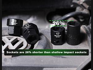 TecoTek 15-Piece 1/2-Inch Drive Metric Low Profile Impact Socket Set, Stubby Socket Set, 10mm-24mm, No Skips Sizes, 6 Point, Cr-Mo, Shorter Socket for Tight Areas