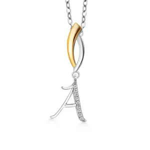 Gem Stone King Initial Pendant Necklace Letter A to Z Alphabet | 925 Sterling Silver | White Moissanite | Gift Women Mother's Day Christmas Wife Mom Girlfriend Anniversary Birthday | By Keren Hanan