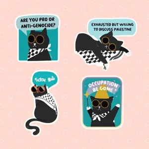 Cute Cat Meme Sticker books Set 4PCS, Waterproof Vinyl Decals for Laptop, Water Bottle, Journal