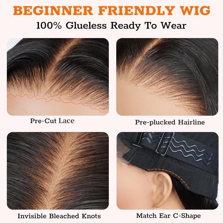 West Kiss Ready Go Pre Cut Glueless Bob Wig Straight Lace Front Human Hair Wig Pre Bleached Pre Plucked With Baby Hair TikTokShopSpringGlowUp