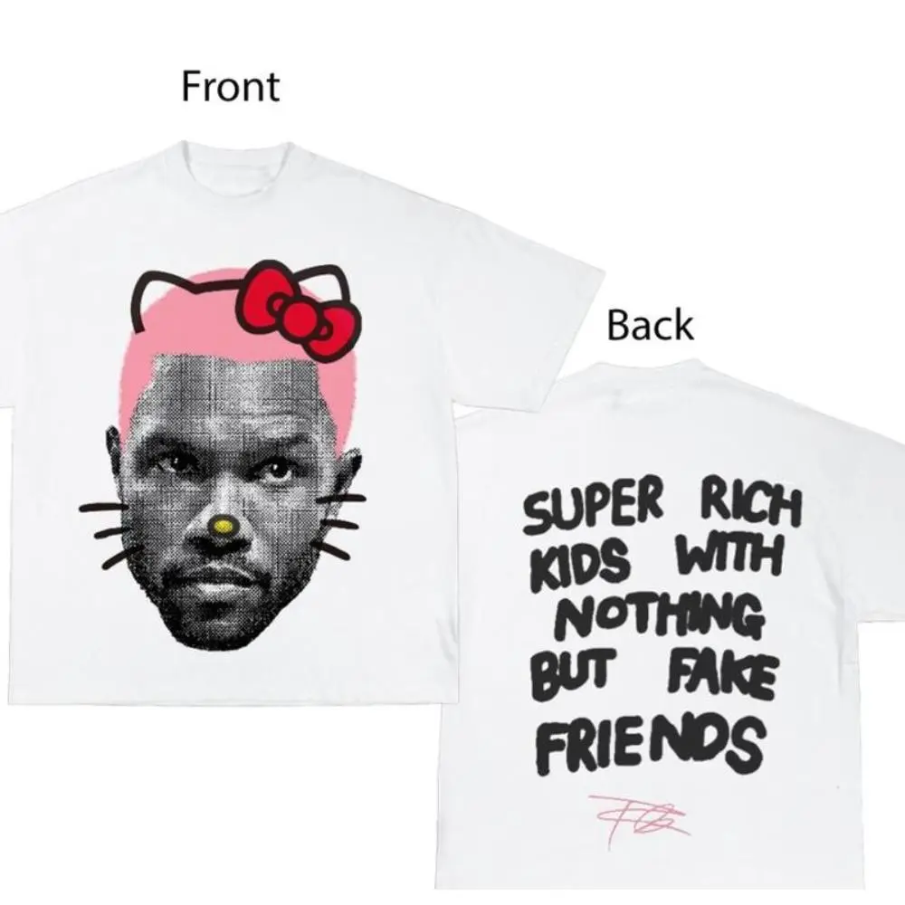 Frank Kitty Pink Cute Graphic Short-Sleeve Round Neck Top, 180g Black Menswear Sports & Outdoor Clothing Sports Top, Shortsleeve, Casual