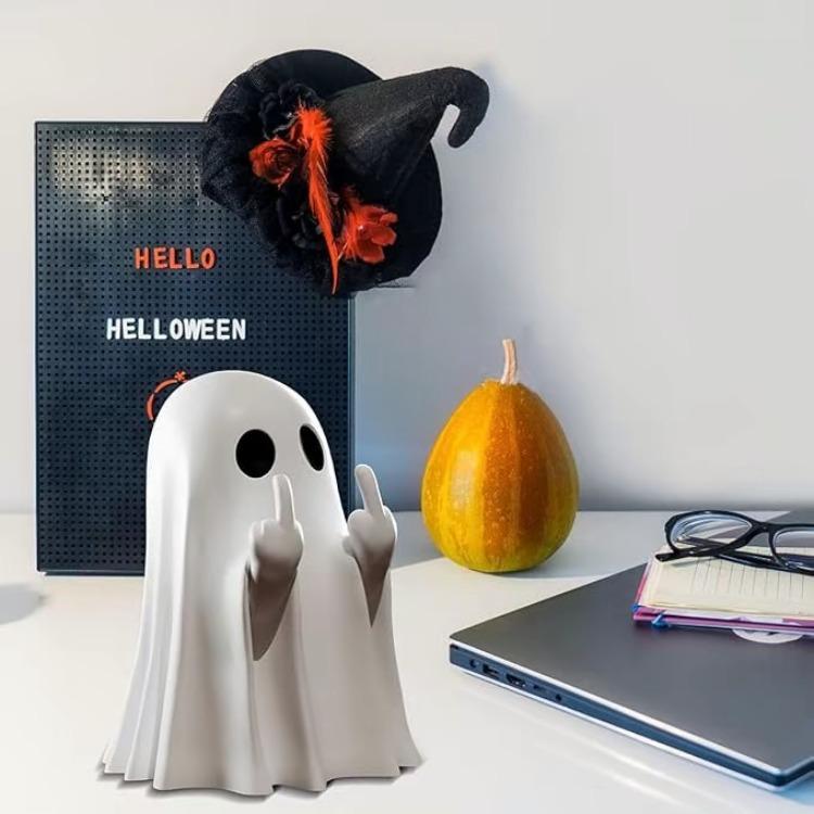 MUNBYN  Halloween Ghost Figurine ornaments- Spooky Resin Ghost Statue, Cute Ghost Decor for Halloween Decorations, Porch and Indoor Spooky Home Decor
