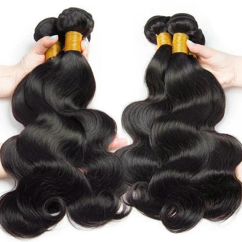 Body Wave Human Hair Quick Weave Bundles with 2x6 Closure 30inch Straight Sew In Hair Extensions Brazilian Hair Bundles 3 Bundles with 4x4 Closure