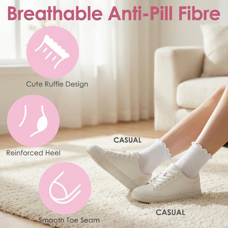 Ruffle Ankle Socks  Lettuce Edge Crew Socks（gift）