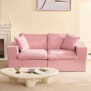 【2 Packages Shipping】74” 2-Seater shaped Sofa With Extra Cushions Added,Boneless Sectional Couches for Living Room,Cozy Comfy Loveseat,Cloud Couch, Modular Sectional Sofa, Convertible Sofas Bed, Deep Seat Sofa, Cozy Sofa Furniture Set, Corduroy