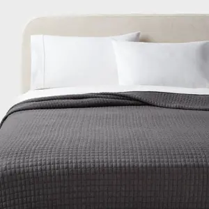 King Jersey Quilt Dark Gray - Threshold: Knitted Coverlet, OEKO-TEX Certified, Machine Washable