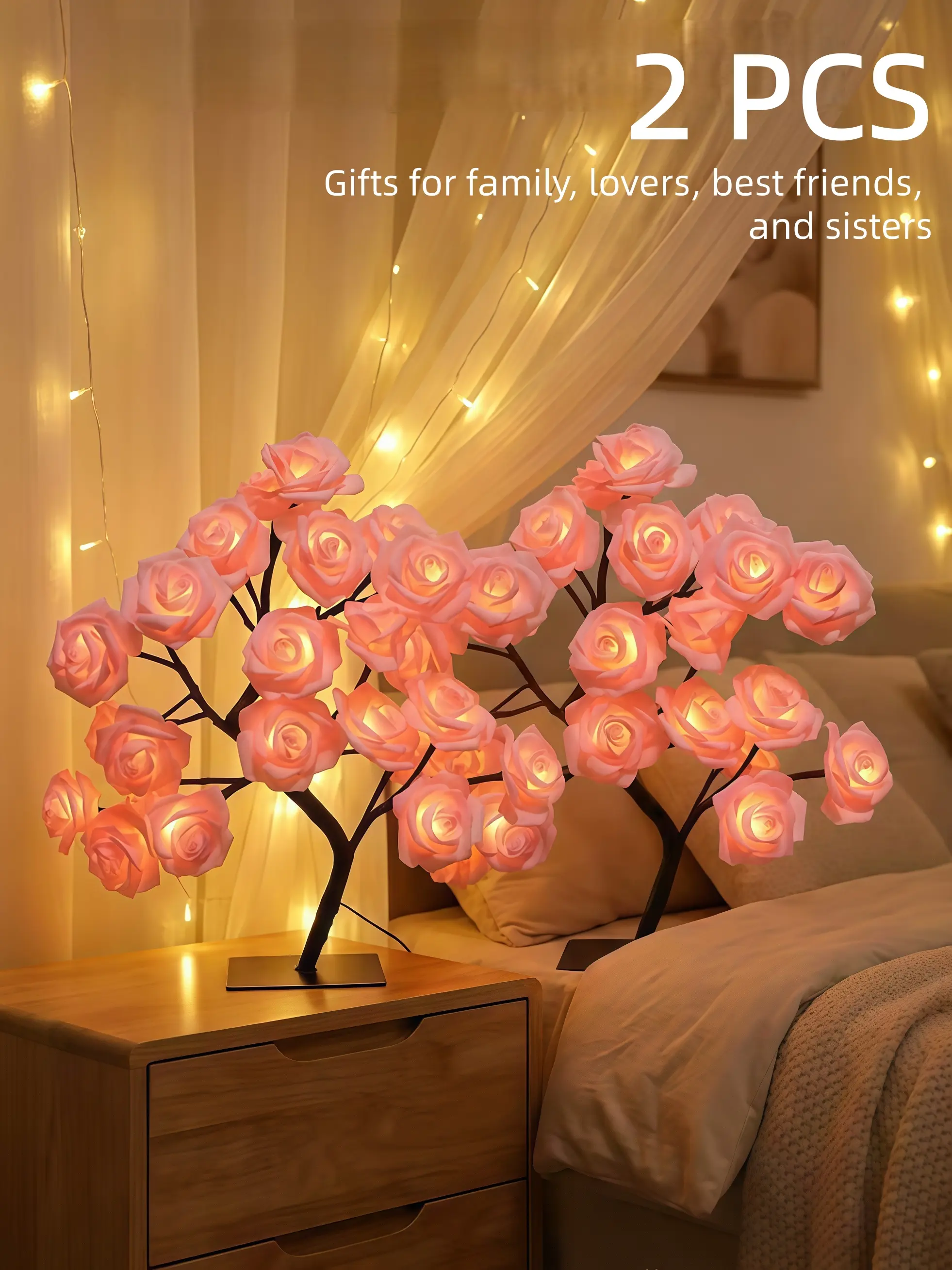 Rose-shaped tree night lamp, Flower lamp, USB-powered, Table lamp, Bedroom lighting, Holiday decorative lights, Interior decor, Valentine's Day gift, Home decor, Decorative lamp SpringStatements Led Lighted