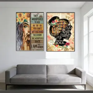 Buy One Get One Free Diamond Painting Kit DIY Art Inspiration / Smart Girl / Portrait / Bookshelf / 2-Piece Set 5D Diamond Painting Kit - Perfect Adult Diamond Art Cross-Stitch Mosaic Home Decor Girl Diamond Art Living Room & Bedroom Decor Book Theme