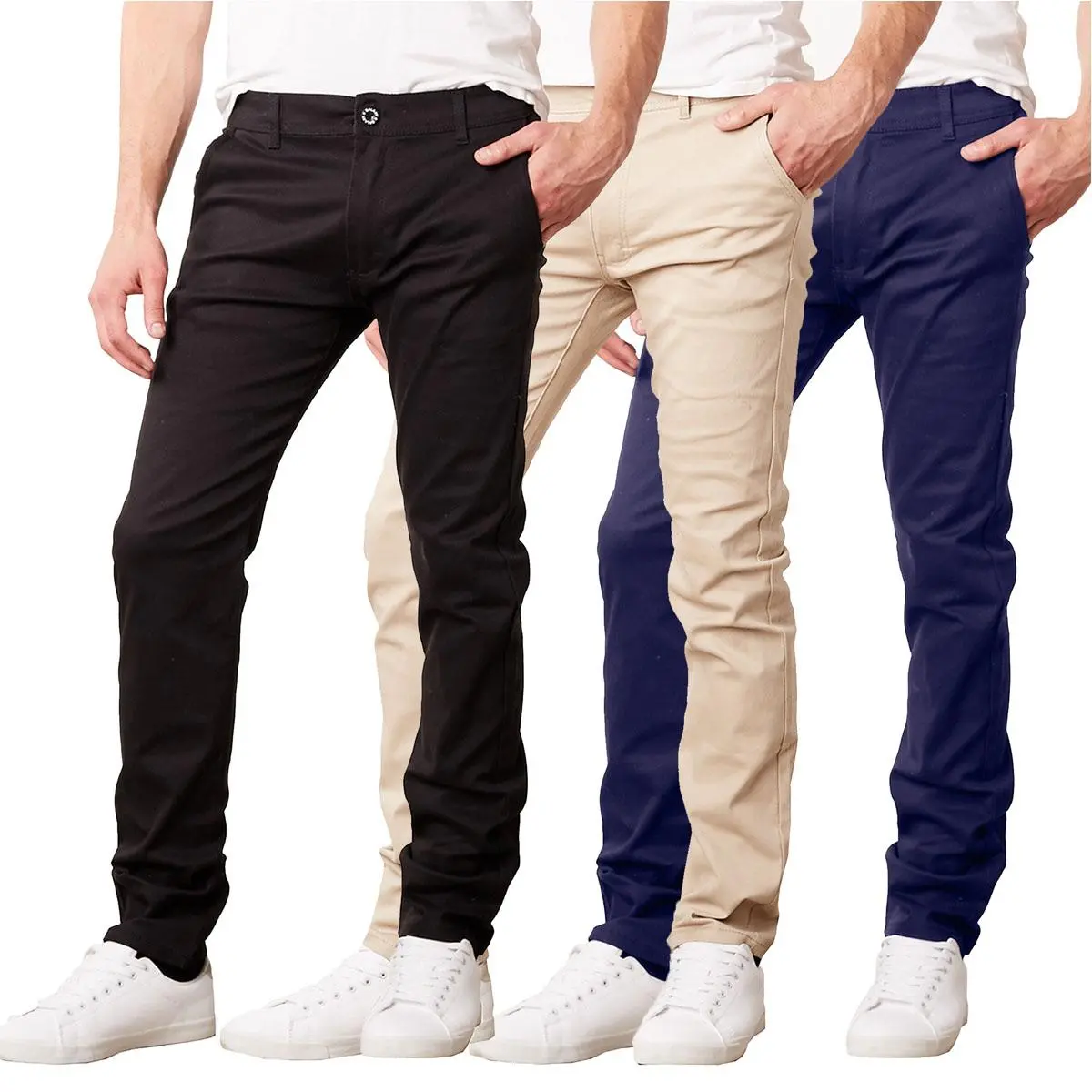 3-Pack Men's Slim Fit Cotton Stretch Classic Chino Pants (Sizes, 30-40), Piece and Everyday Favorite, MustHaveBasics, EverydayLook, EverydayWear, CasualStyle, DailyEssential, ClosetEssential