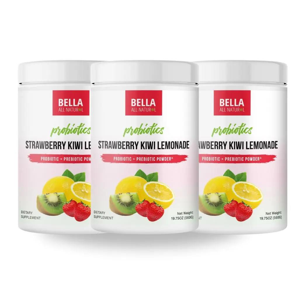 3 Pack Bella All Natural Probiotics Strawberry Kiwi Lemonade