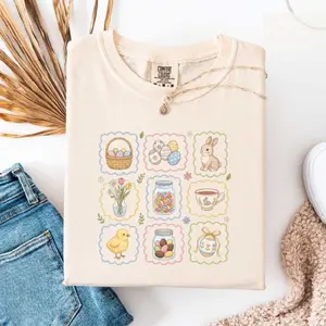 Comfort Colors Easter Stamp TShirt, Spring Easter T-shirt, Christian Easter Top, Happy Easter Day Tee, Easter Bunny Apparel, Easter Gift