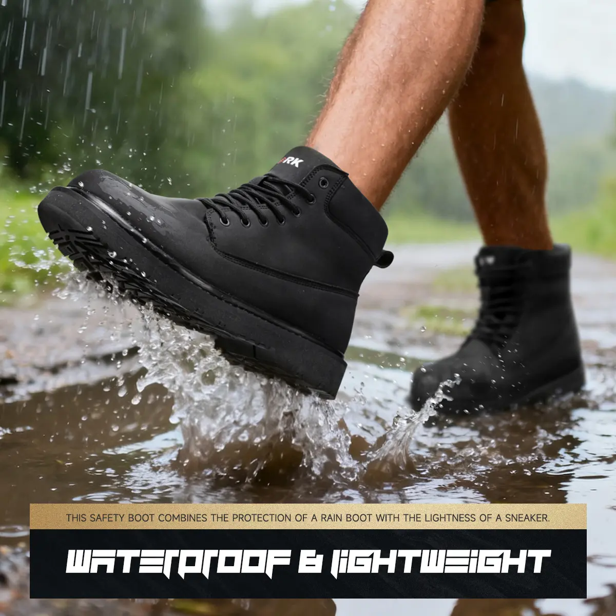Men's Waterproof Work Boots Genuine Leather Warm Lightweight Slip-Resistant Anti-Slip Durable Sole Comfortable Fit 【LARNMERN】