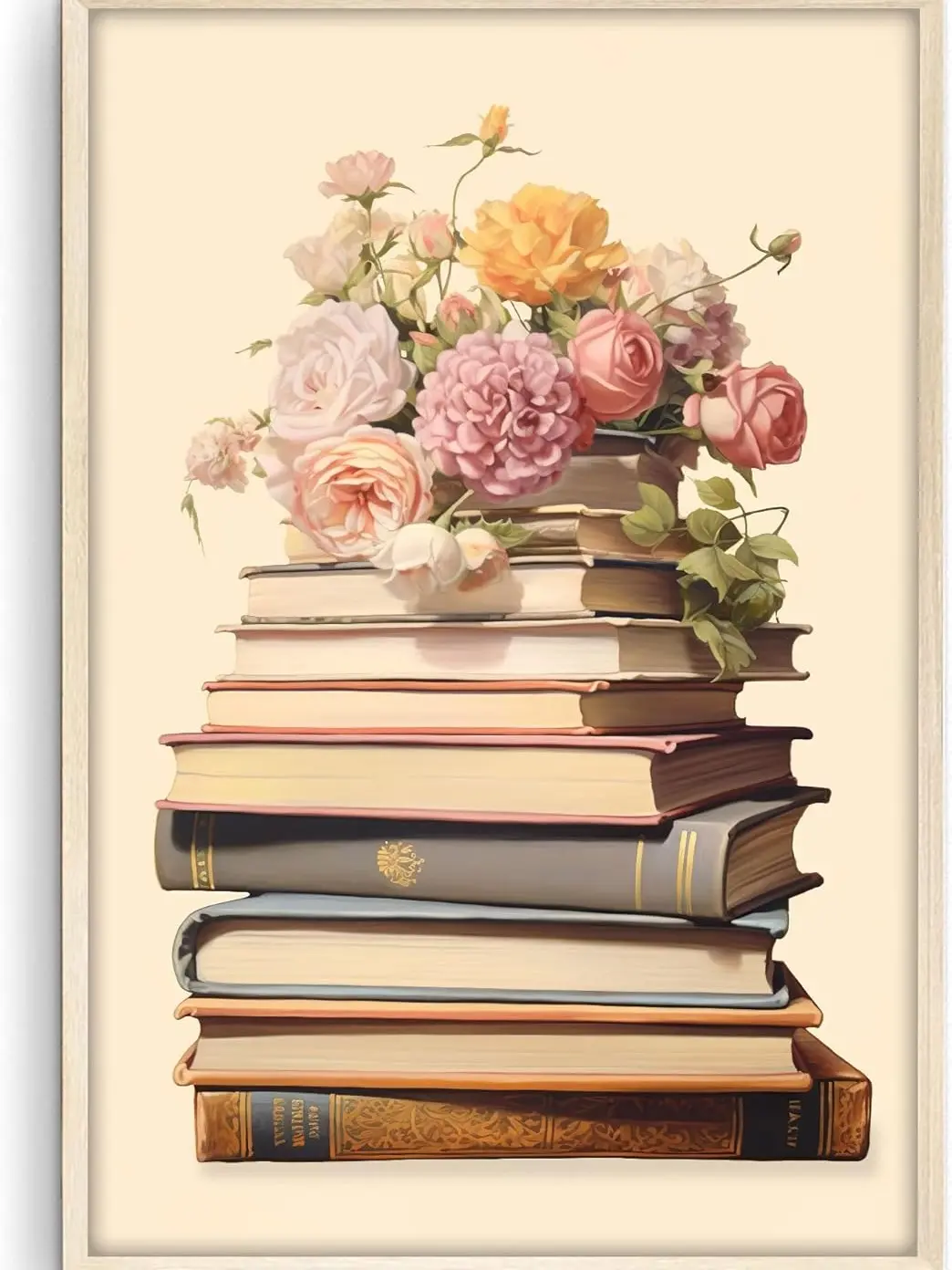 Dark Academia Vintage Bookshelf Poster - Book Wall Art, Reading Decor, Library Art Print, Vintage Book Decor, Dark Academia Bookish Wall Art, Living Room Home Decor, UNFRAMED