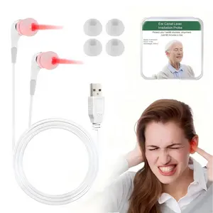 Red Light Alleviation for Ears, USB 650nm Portable Red Light Ear Alleviation Device, 650NM Red Light Ear Alleviation Device with Two Pairs of Ear Canal Silicon (White)
