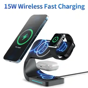 2026 4-in-1 Smart Magnetic Wireless Charging Station Foldable Portable Charger for Smartphones Smartwatches & Earbuds Compact Universal Compatibility