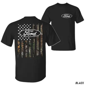 Ford Shirt, American Flag graphic Tee, Camo USA Shirt Men, Gift for Him, Ford Lover Shirt, Outdoor Truck Tee, Patriotic Ford T-Shirt, Rustic Style Tee, esthetician apparel, Crew Neck, Unisex, Tops. Menswear, Streetwear