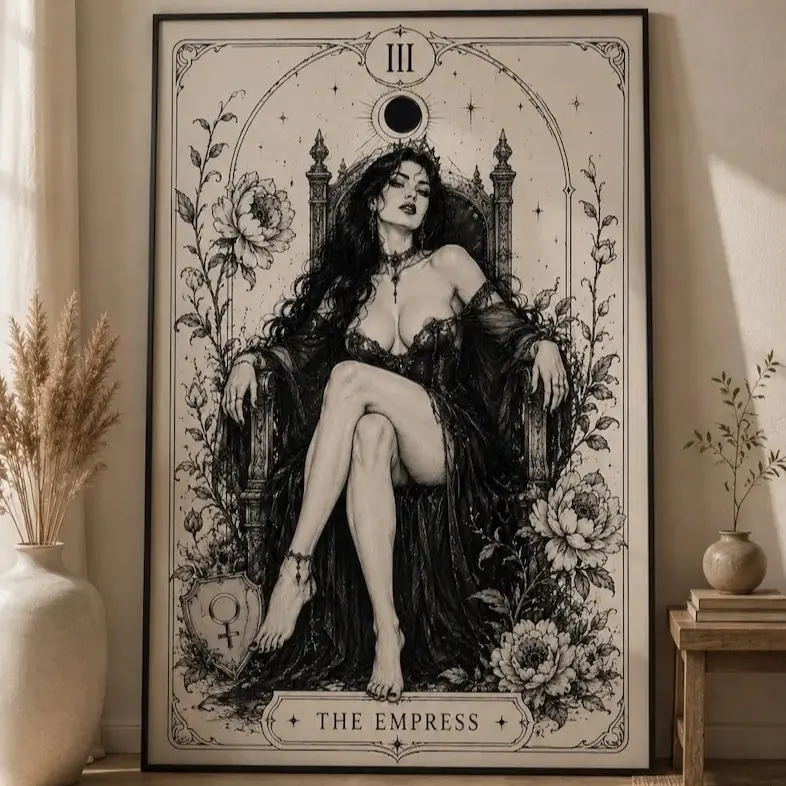 #1 Poster The Empress Tarot Proster, Dark Feminine Wall Art, Gothic Celestial Decor, Vintage Tarot , Witchy Wall Art (unframed) sohochic