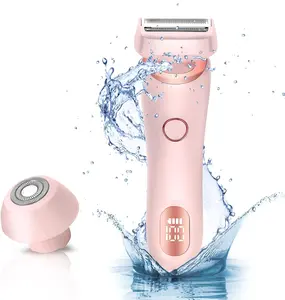 Women’s electric shaver, 2-in-1 women’s electric epilator, USB rechargeable portable hair clipper for legs, arms, and face, with detachable head, wet/dry dual use, pink
