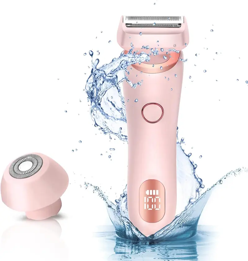 Women’s electric shaver, 2-in-1 women’s electric epilator, USB rechargeable portable hair clipper for legs, arms, and face, with detachable head, wet/dry dual use, pink