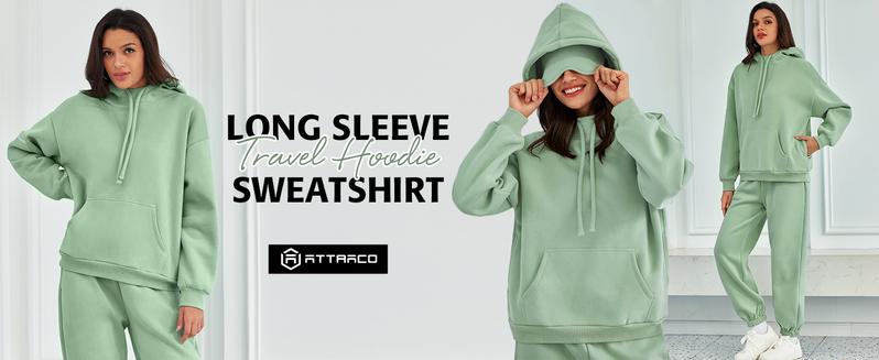 Attraco Travel Hoodie with Built-In Eye Mask Airplane Hoodies Soft Cotton with Pockets Sweatshirts for Women Airplane Model Clothes