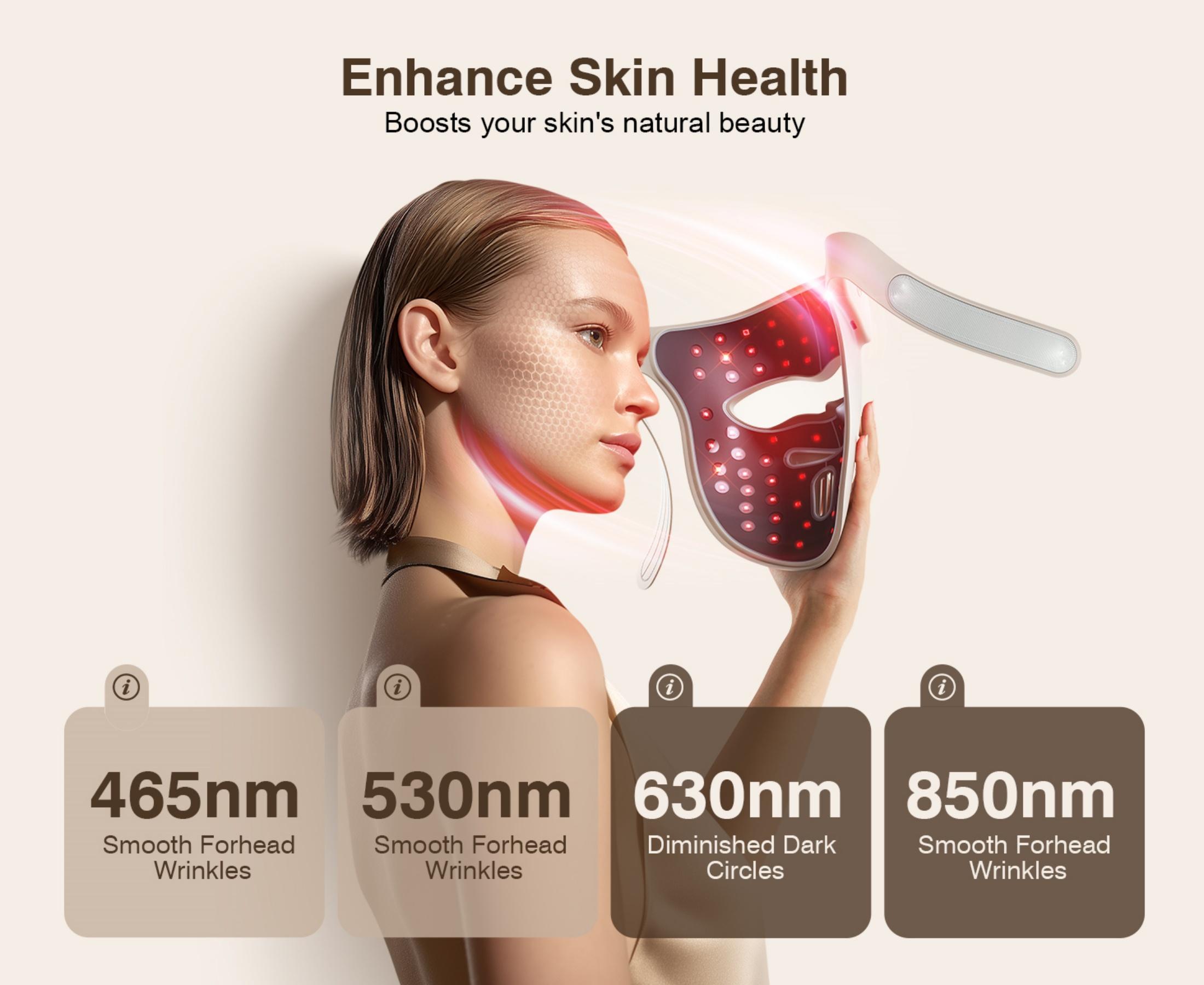 Red Light Therapy for Face, 9 Modes Wireless Led Face Mask Light Therapy, 850nm Infrared & Red Light Masks, 2500mAh Rechargeable, 3D Facial Fit, Led Light Therapy Skin Care At Home (480 Beads)