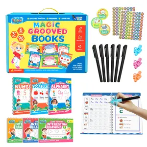 [Back-To-SchoolSeason]TIBIBEE Magic Grooved WritingPractice for Kids Ages 3-8 Reusable Grooved HandwritingPractice Books for Kids 5-7 Preschool Tracing LearningActivities Educational Valentines Day Gifts for Kids
