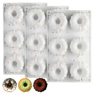 Jello Molds, 3pcs Silicone Fluted Tube Cake Pan, 6-Cavity Non Stick Silicone Baking Molds for Cupcake, Donuts, Muffin, Cornbread, Brownie, Jellies (Confetti) minichoco flanes Multi-Shaped Muffin Cups Cookie Chocolate Silicone Cake Mold mini bundt