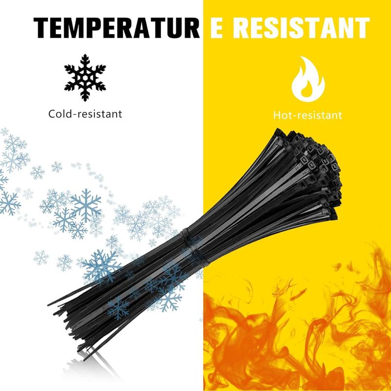 Cable Zip Ties,400 Pack Black Assorted Sizes 12+8+6+4 Inch,Multi-Purpose Self-Locking  Management Plastic Wire Ties for Home,Office,Garden,Workshop