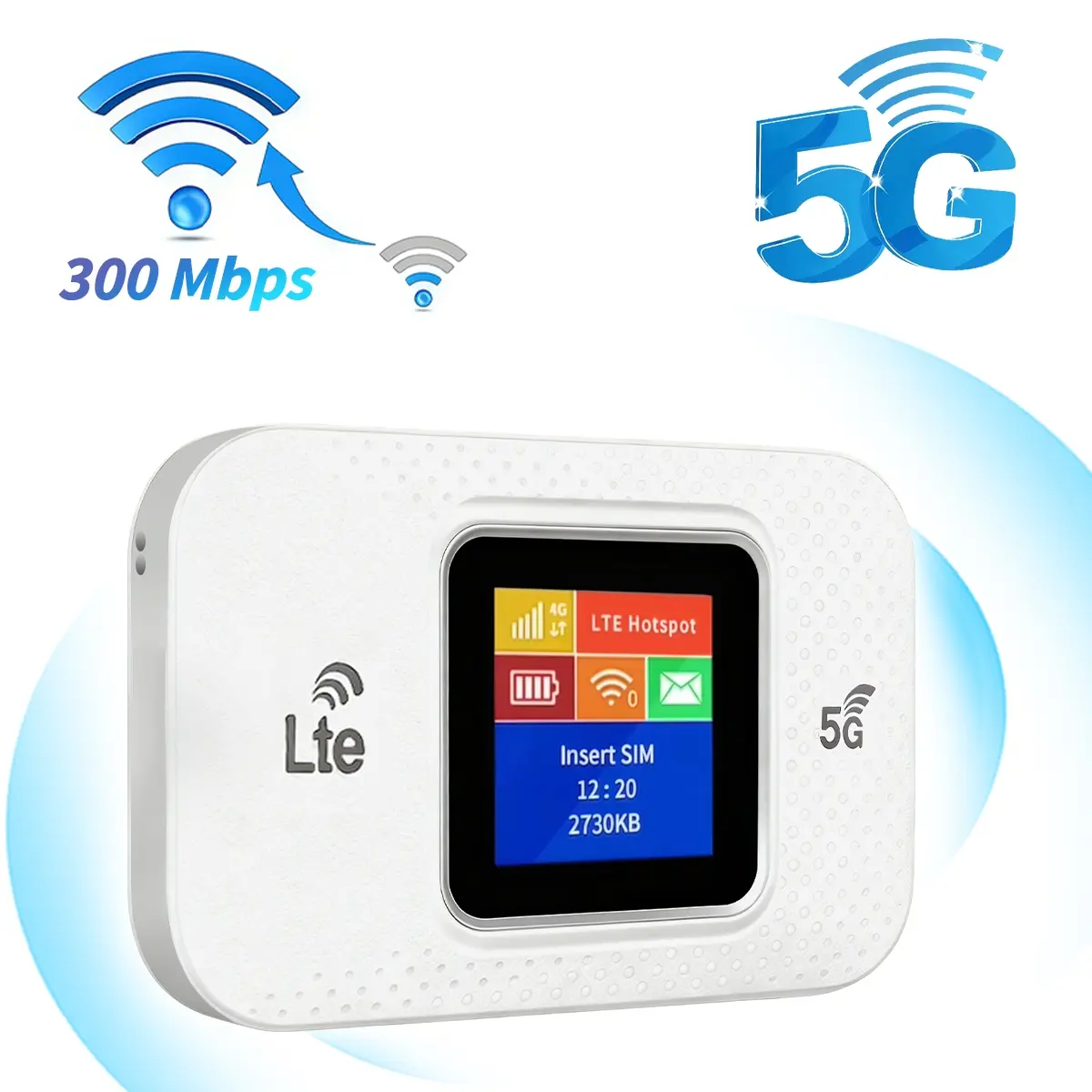 5G LTE Mobile Hotspot,Dual Band 5G/4G Portable Travel Wireless WiFi Hotspot Mobile Router with 3000mAh Battery for Tour Home 300Mbps High Speed,100+ Devices Pairable,Support Windows/ Andriod/ Chorme OS