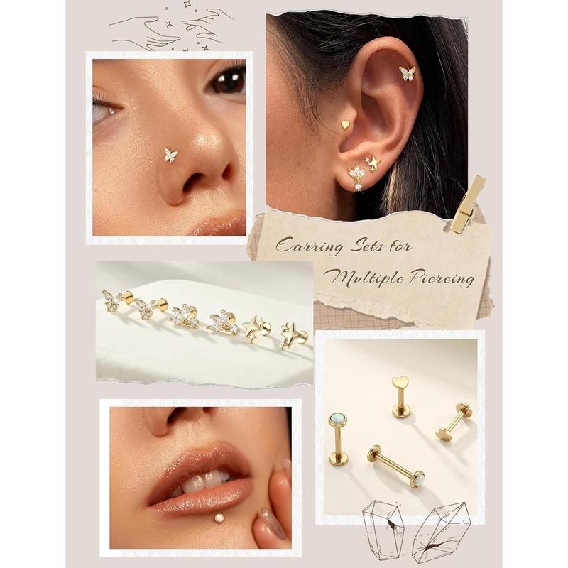 FIASASO Hypoallergenic Flat Back Stud Earrings Surgical Steel Cartilage Earrings for Women Flatback Threadless Push in Nose Studs Lip Labret Medusa Conch Helix Tragus Piercing Jewelry 16G/18G/20G FIASASO Hypoallergenic Flat Back Stud Earrings Surgical Steel Cartilage Earrings for Women Flatback Threadless Push in Nose Studs Lip Labret Medusa Conch Helix Tragus Piercing Jewelry 16G/18G/20G