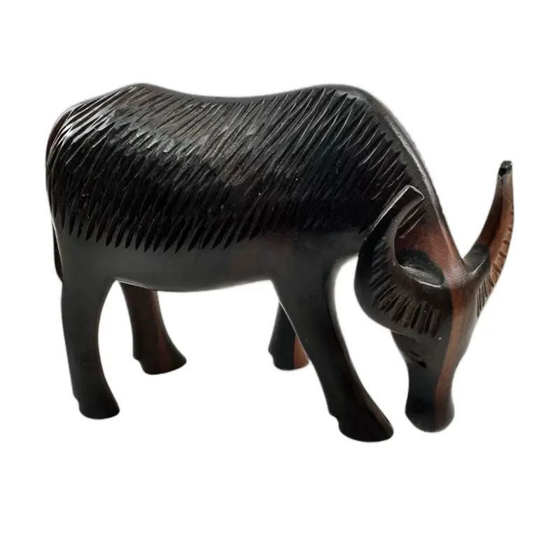 Hand Carved Teak Wood Water Buffalo Figurine