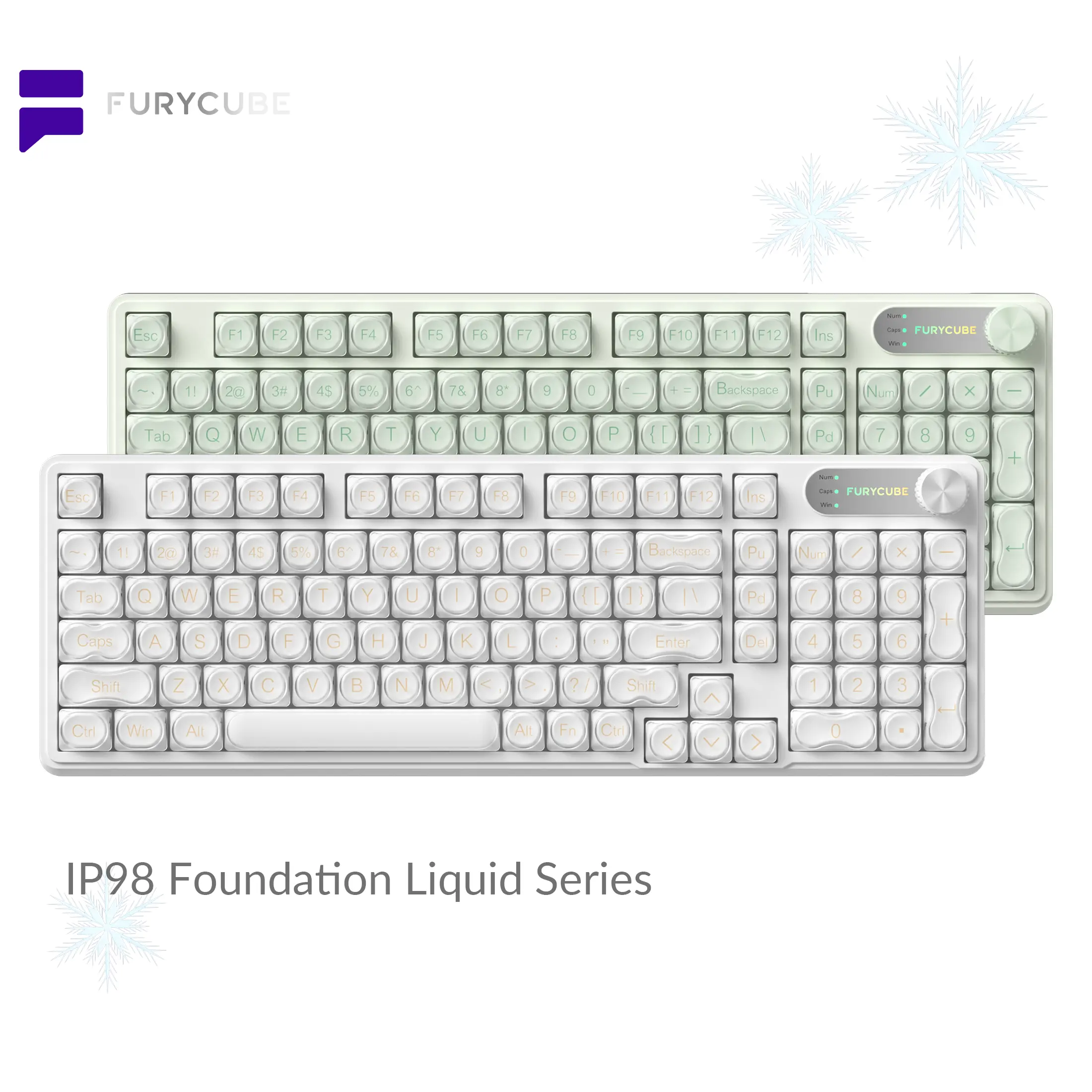 FURYCUBE IP98 Keyboard Wireless Wired RGB Light Waterproof